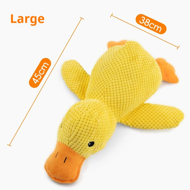 Plush duck dog toy – squeaky and bite-resistant, available in small, medium and large