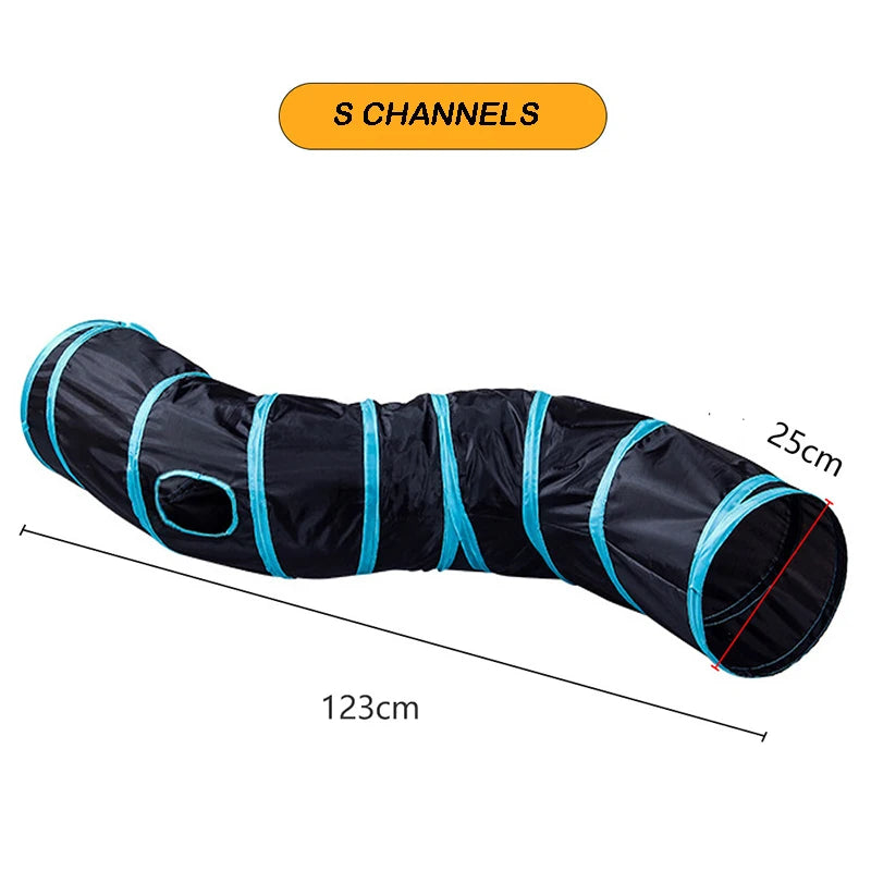 Foldable cat tunnel – collapsible play tunnel for cats with crinkle sound and peek-a-boo hole