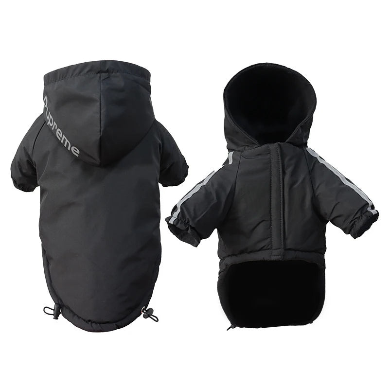 Waterproof winter pet coat for dogs – warm fleece lining, available in multiple sizes and colors