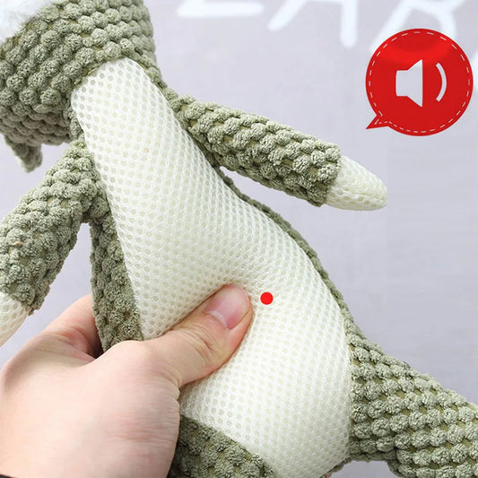 Plush cartoon squeaky dog toy – soft fleece, available in wolf, lion and elephant designs