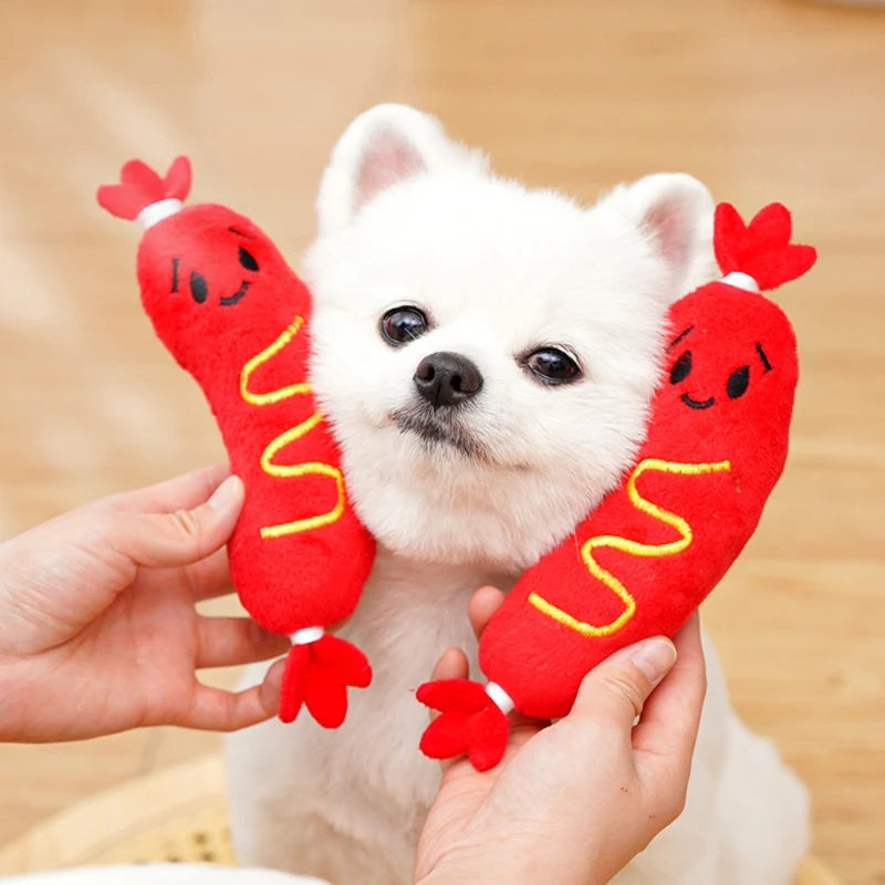 Pipende Pølse Plysjeleke for Hund