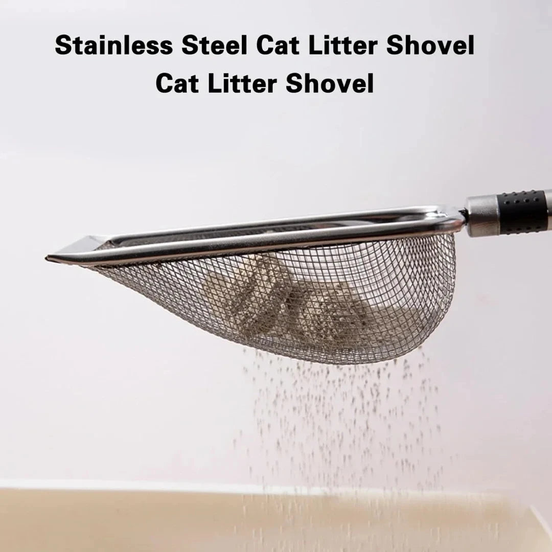 Stainless steel cat litter scoop – durable and rust-resistant, with long ergonomic handle