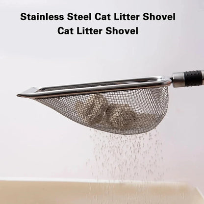 Stainless steel cat litter scoop – durable and rust-resistant, with long ergonomic handle