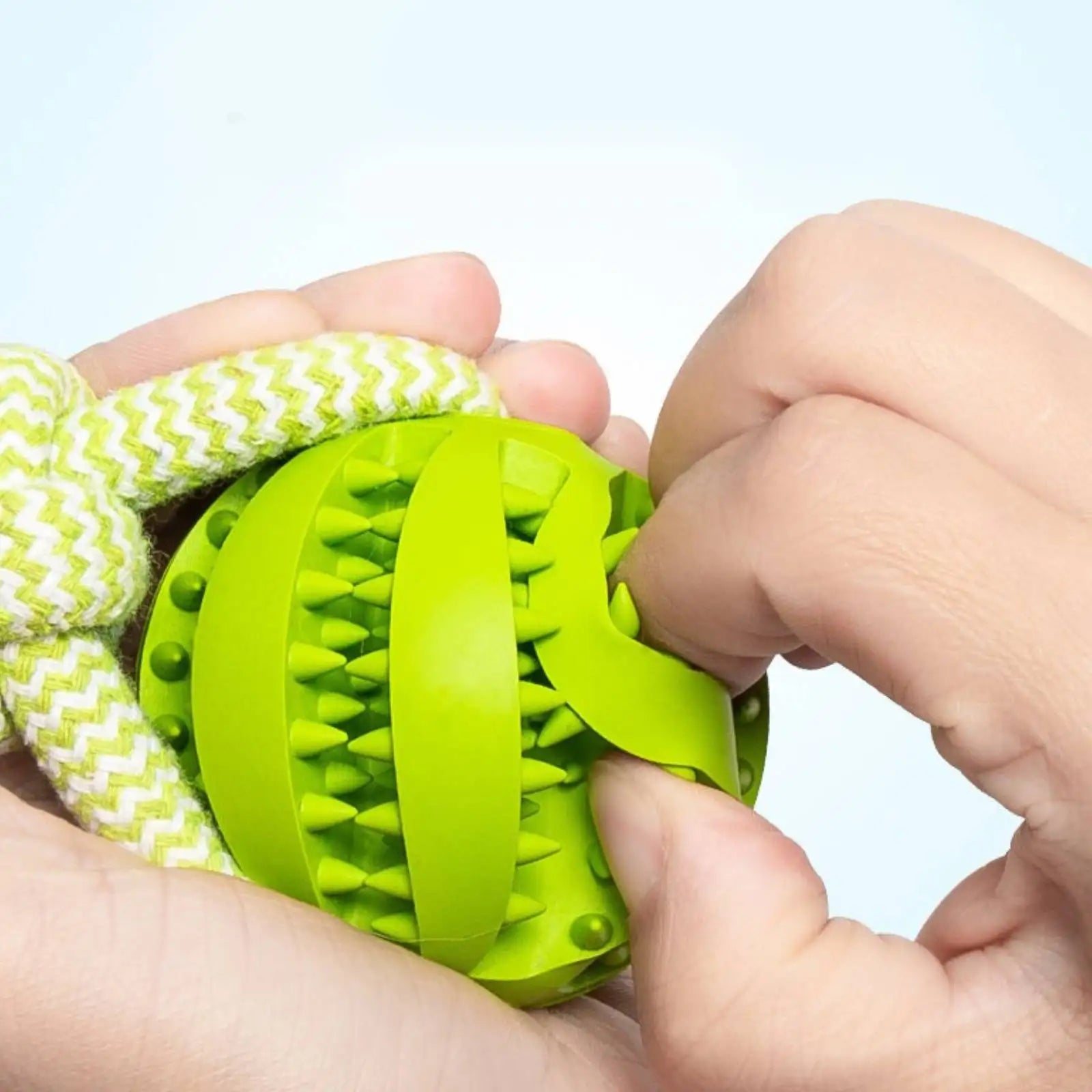 Interactive dog toy ball – durable rubber rope toy for chewing and fetching