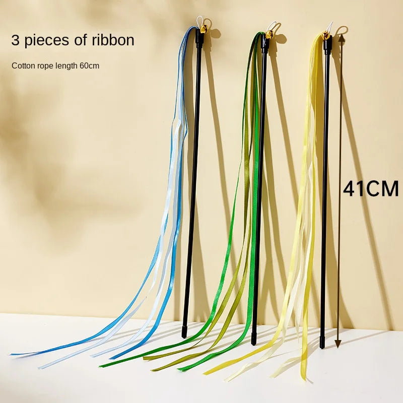 Interactive feather cat toy with bell and ribbon – soft PP cotton, available in packs of 1 to 3