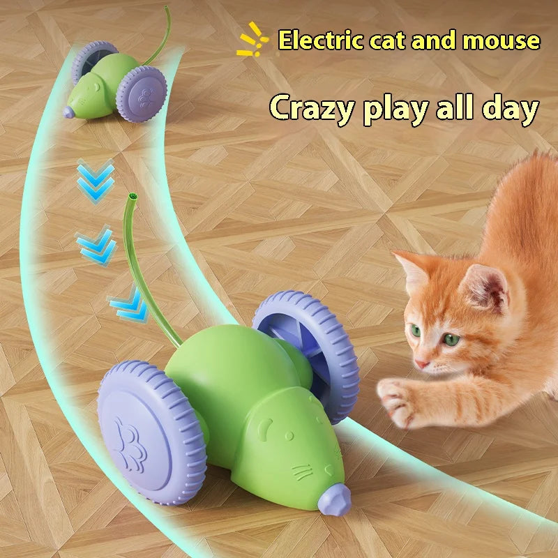 Electric interactive cat toy – rechargeable smart mouse toy, available in green and white