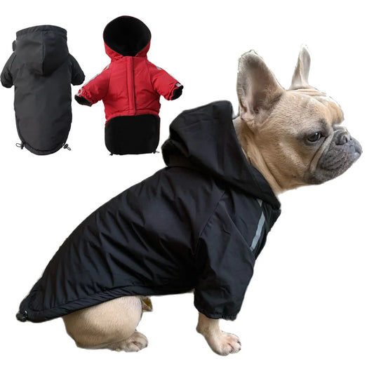Waterproof winter pet coat for dogs – warm fleece lining, available in multiple sizes and colors