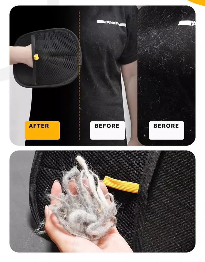 Double-sided pet grooming and hair removal gloves for cats and dogs – gentle massage with effective deshedding