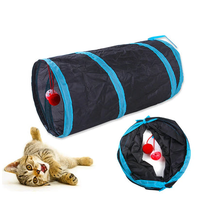 Foldable cat tunnel – collapsible play tunnel for cats with crinkle sound and peek-a-boo hole