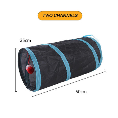 Foldable cat tunnel – collapsible play tunnel for cats with crinkle sound and peek-a-boo hole