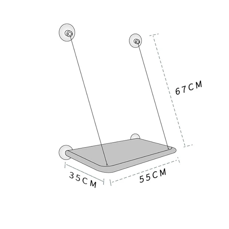 Hanging cat hammock – sturdy canvas with suction cups, fits windows and walls