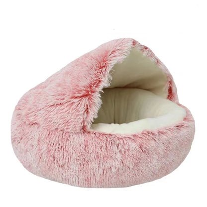 Warm plush pet bed for cats and small dogs – soft anti-slip bottom, available in multiple sizes and colors