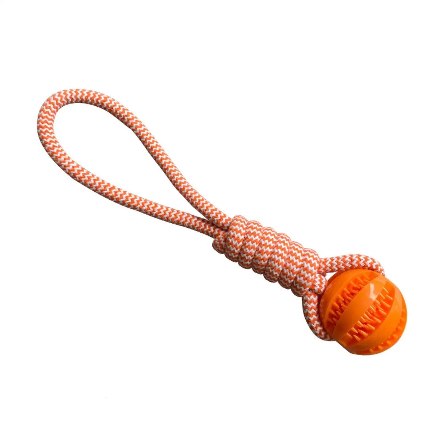 Interactive dog toy ball – durable rubber rope toy for chewing and fetching