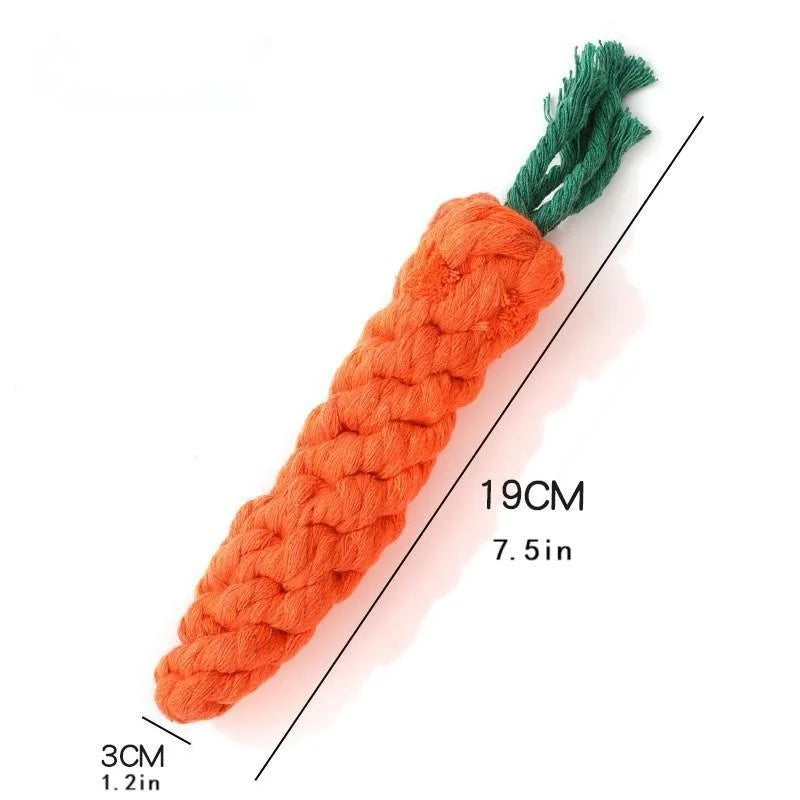 Carrot-shaped pet knot toy for cats and dogs – durable cotton rope, great for chewing and playing