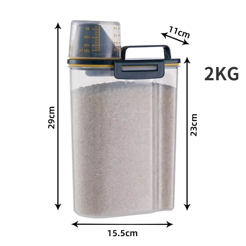Pet food storage container for dogs and cats – airtight plastic, available in white and blue