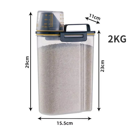 Pet food storage container for dogs and cats – airtight plastic, available in white and blue