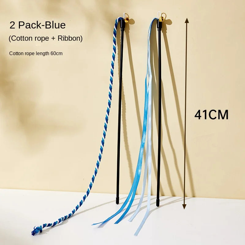 Interactive feather cat toy with bell and ribbon – soft PP cotton, available in packs of 1 to 3