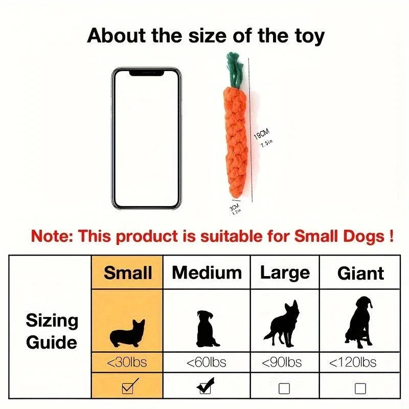 Carrot-shaped pet knot toy for cats and dogs – durable cotton rope, great for chewing and playing