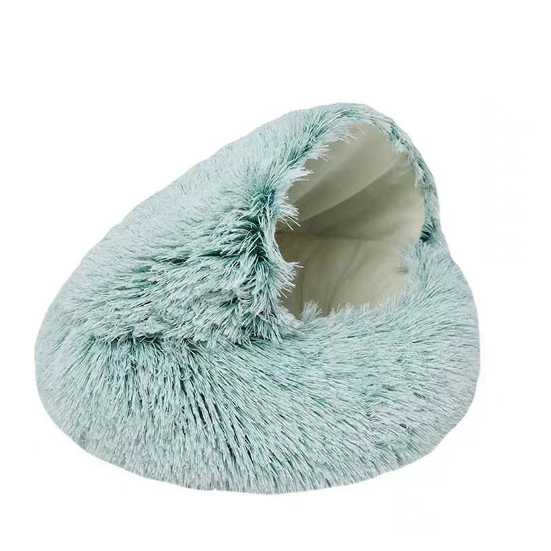 Warm plush pet bed for cats and small dogs – soft anti-slip bottom, available in multiple sizes and colors