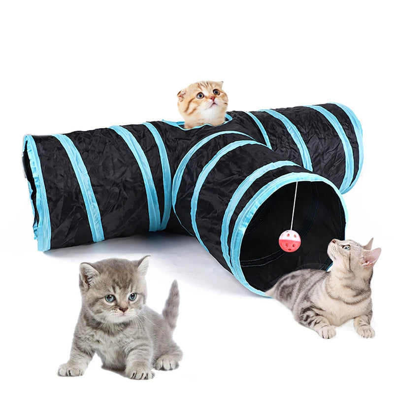Foldable cat tunnel – collapsible play tunnel for cats with crinkle sound and peek-a-boo hole