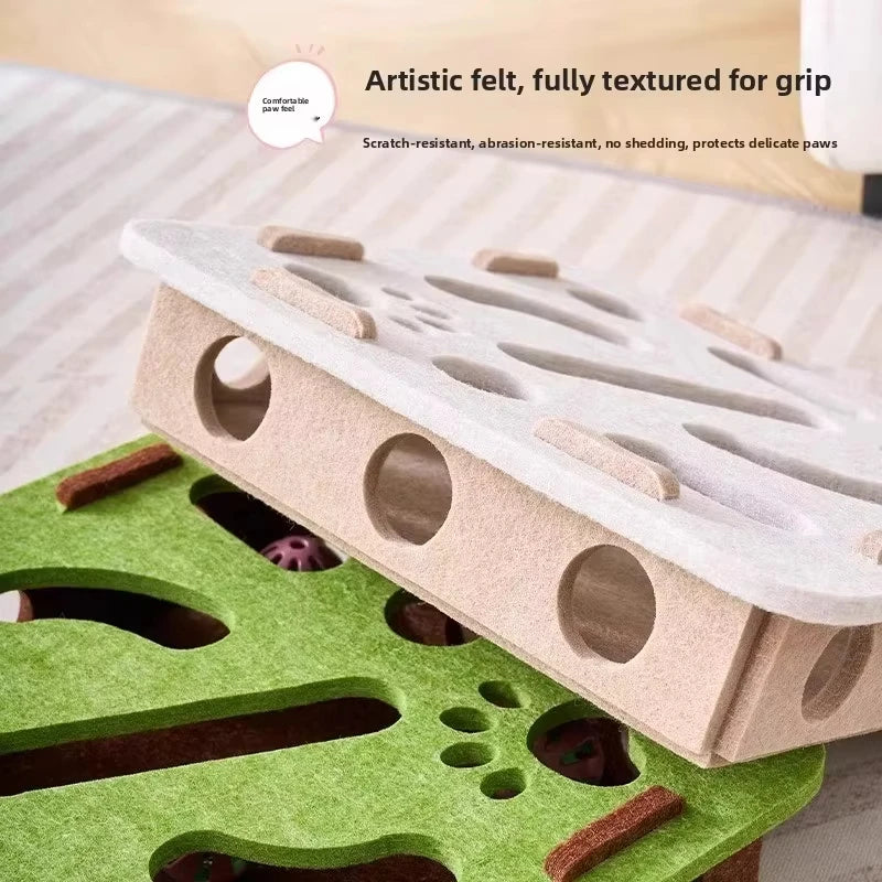 Felt puzzle cat toy – interactive hide-and-seek toy with balls, stimulates cats mentally and physically