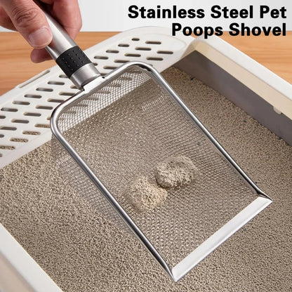 Stainless steel cat litter scoop – durable and rust-resistant, with long ergonomic handle