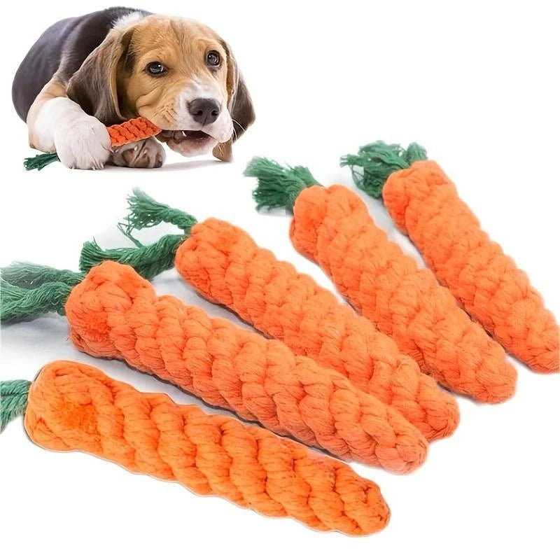 Carrot-shaped pet knot toy for cats and dogs – durable cotton rope, great for chewing and playing