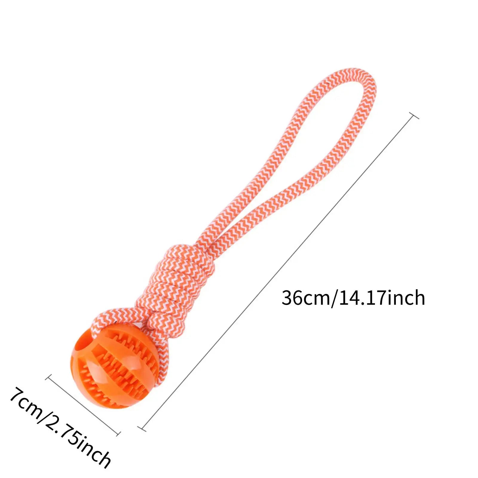 Interactive dog toy ball – durable rubber rope toy for chewing and fetching