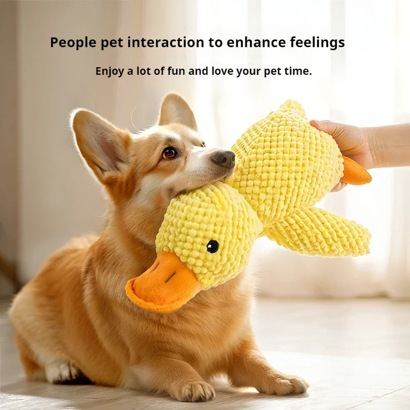 Plush duck dog toy – squeaky and bite-resistant, available in small, medium and large