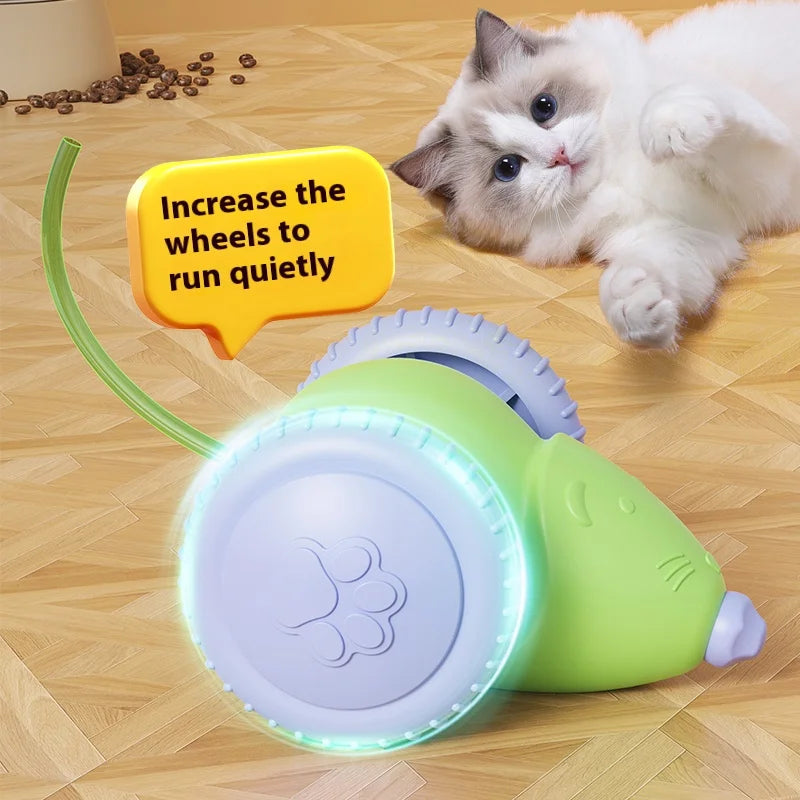 Electric interactive cat toy – rechargeable smart mouse toy, available in green and white