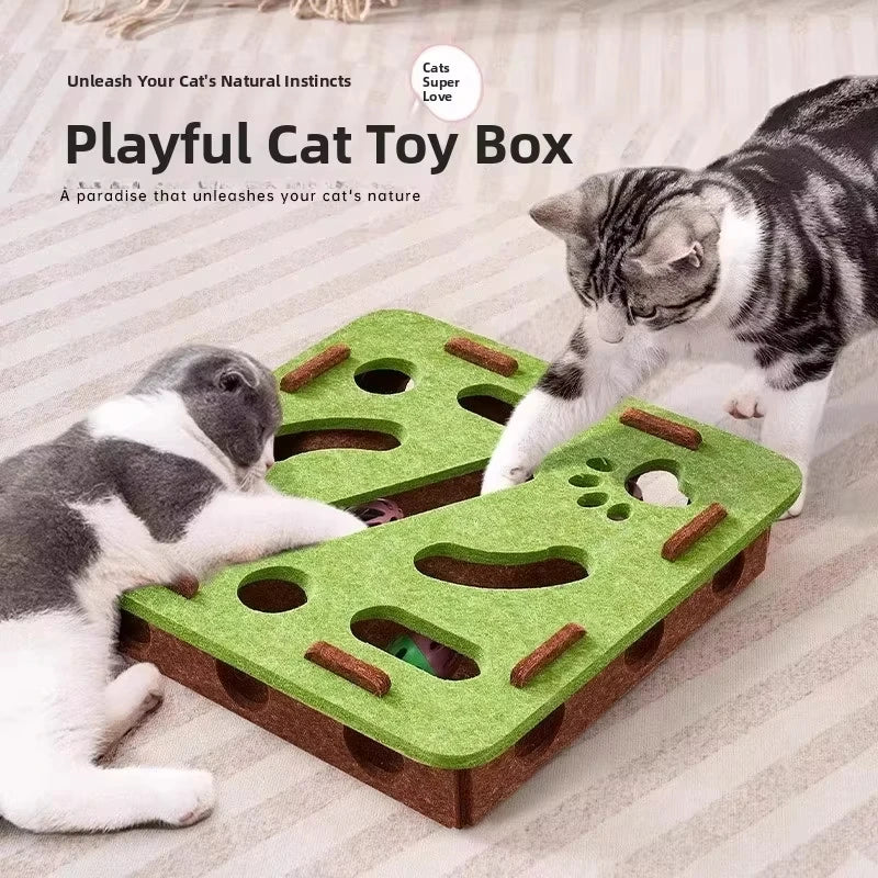 Felt puzzle cat toy – interactive hide-and-seek toy with balls, stimulates cats mentally and physically