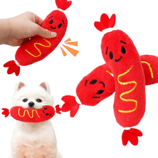 Pipende Pølse Plysjeleke for Hund