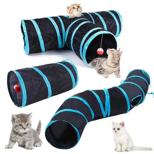 Foldable cat tunnel – collapsible play tunnel for cats with crinkle sound and peek-a-boo hole