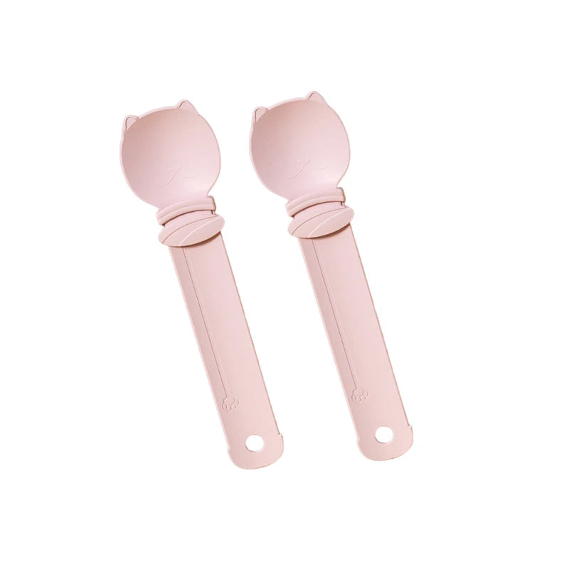 Cat treat squeeze spoon 2-pack – durable plastic, available in green, pink and yellow