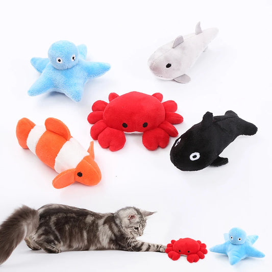 Ocean catnip plush toy for cats – bite-resistant soft cloth, available in 5 colors