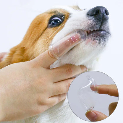 Pet finger toothbrush for cats and dogs – soft silicone bristles, easy to use for dental care