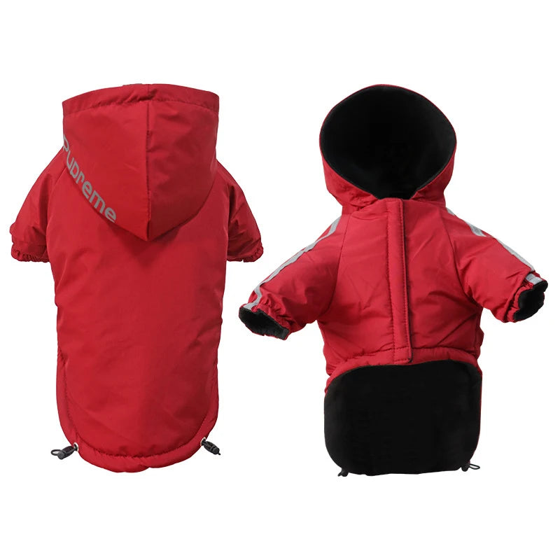 Waterproof winter pet coat for dogs – warm fleece lining, available in multiple sizes and colors