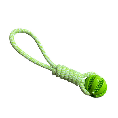 Interactive dog toy ball – durable rubber rope toy for chewing and fetching