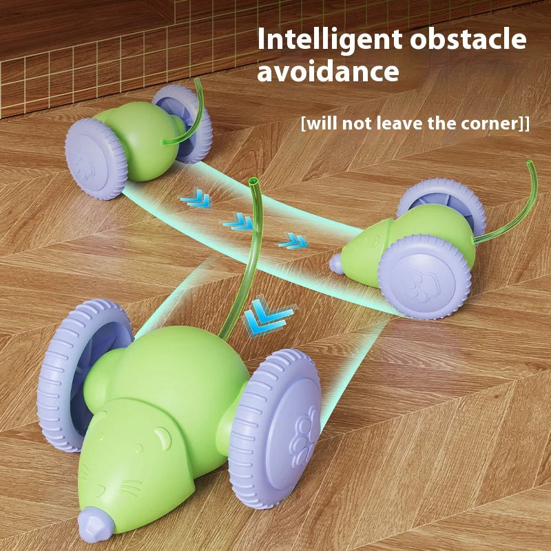 Electric interactive cat toy – rechargeable smart mouse toy, available in green and white