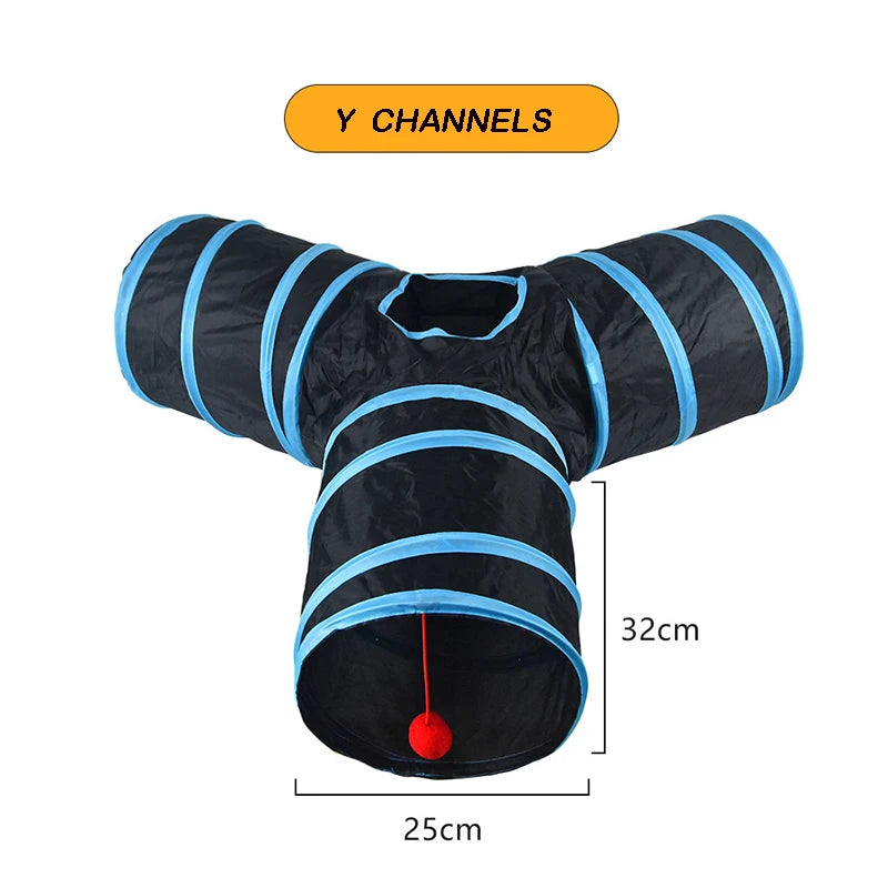 Foldable cat tunnel – collapsible play tunnel for cats with crinkle sound and peek-a-boo hole