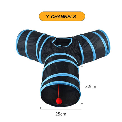 Foldable cat tunnel – collapsible play tunnel for cats with crinkle sound and peek-a-boo hole