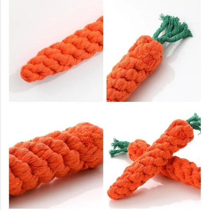 Carrot-shaped pet knot toy for cats and dogs – durable cotton rope, great for chewing and playing