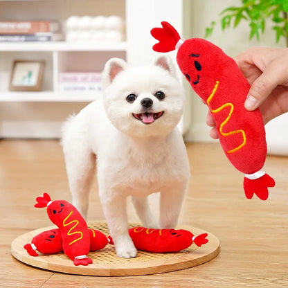 Pipende Pølse Plysjeleke for Hund