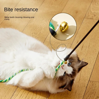 Interactive feather cat toy with bell and ribbon – soft PP cotton, available in packs of 1 to 3
