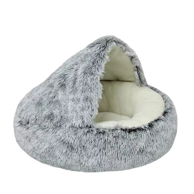 Warm plush pet bed for cats and small dogs – soft anti-slip bottom, available in multiple sizes and colors