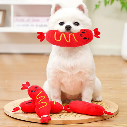 Pipende Pølse Plysjeleke for Hund