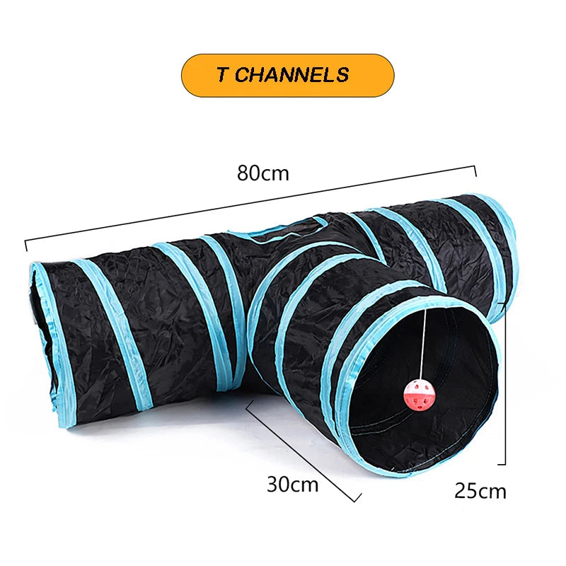Foldable cat tunnel – collapsible play tunnel for cats with crinkle sound and peek-a-boo hole