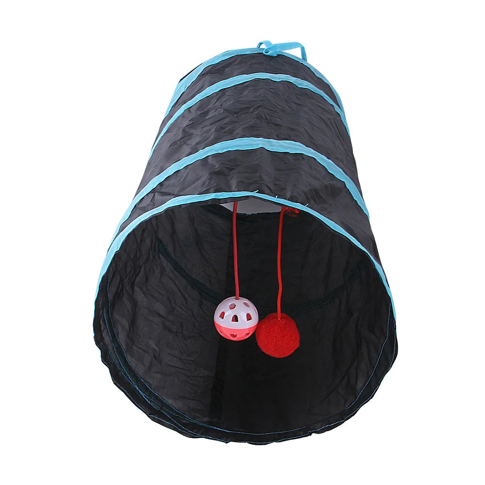 Foldable cat tunnel – collapsible play tunnel for cats with crinkle sound and peek-a-boo hole
