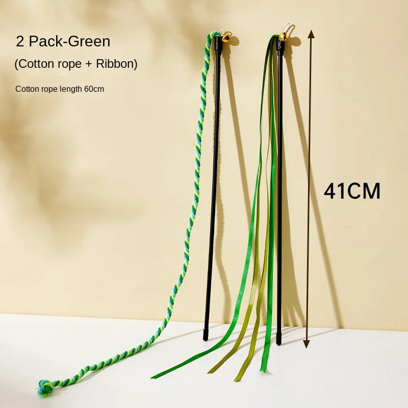 Interactive feather cat toy with bell and ribbon – soft PP cotton, available in packs of 1 to 3