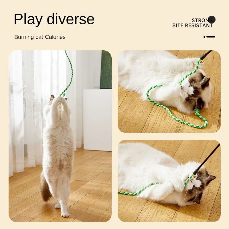Interactive feather cat toy with bell and ribbon – soft PP cotton, available in packs of 1 to 3